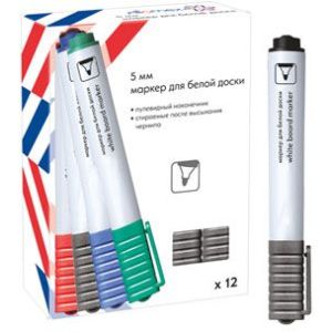 Маркер для белой доски Attomex ЧЕРНЫЙ 5мм, пулевидный