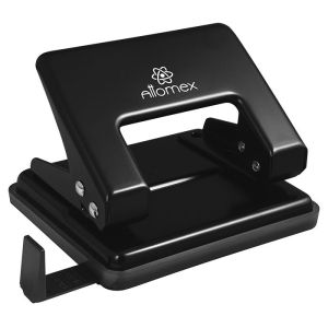 Дырокол средний Attomex 20л цельнометалл.с линейкой, черный