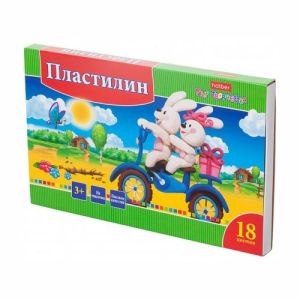 Пластилин 18цв 360г Hatber «Ушастики», со стеком, картонная упаковка