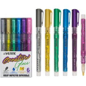 Набор маркеров 6шт, deVente 1,5мм, акриловые, Metallic