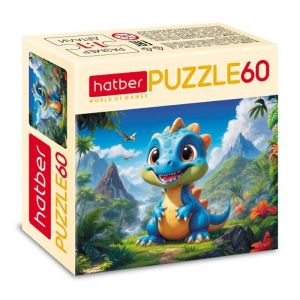 Пазл 60 эл. А5 Hatber «Веселый Дино»