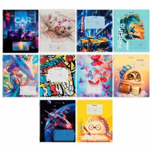 Тетрадь 12л. BRAUBERG клетка, обложка картон, МИКС-2