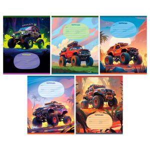 Тетрадь 12л., крупная клетка BG «Оff-road», выб. лак