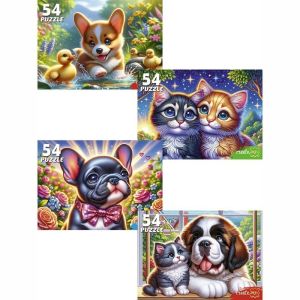 Пазл 54 эл. Рыжий Кот «КОТЯТА С ЩЕНКАМИ»