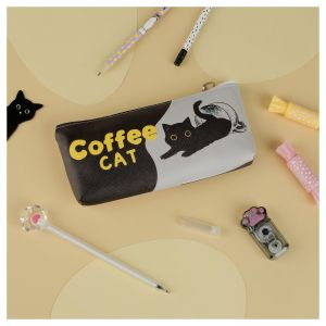 Пенал мягкий 200*85*30 MESHU «Coffee cat», искусственная кожа