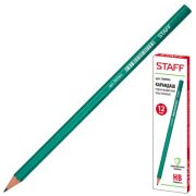Карандаш чернографитный STAFF EVERYDAY, 1шт., НВ, без резинки, пластик, зел.корпус, заточен