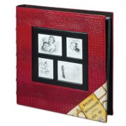 Фотоальбом BRAUBERG на 500 фотографий 10х15 см, обложка под кожу крокодила, рамка для фото, красный