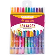 Карандаши восковые Crown «ArtStory», 12цв., выкручивающийся стержень