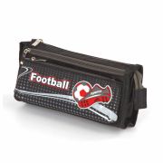 Пенал ЮНЛАНДИЯ для мальчиков, 3 отделения, мягкий, «Футбол», черный, 20х7х9 см
