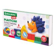 Пластилин классический BRAUBERG KIDS, 6 цветов, 120 грамм, стек, ВЫСШЕЕ КАЧЕСТВО