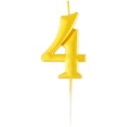 Свеча для торта с держателем MESHU «Цифра 4», 5,2см, золотая
