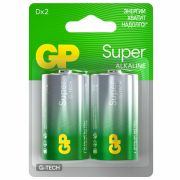 Батарейки GP Super, D (LR20, 13А), алкалиновые, КОМПЛЕКТ 2 шт, блистер