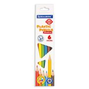 Карандаши цветные BRAUBERG PREMIUM, 6 цветов, пластиковые, трехгранные, грифель мягкий 3 мм