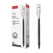 Ручка гелевая Hatber «Pin» ЧЕРНАЯ 0.5мм, трехгранный корпус