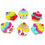 Набор д/декорирования deVente «Пуговицы декоративные деревянные Cupcakes» 23-25 мм, 5шт, ассорти, с