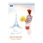 Блокнот-SketchBook А5, 32л, Hatber «Beautiful», гребень, нелинованный, мягкая обложка, блок белый оф