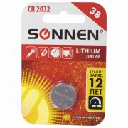 Батарейка SONNEN Lithium, CR2032, литиевая