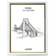 Фоторамка 21*30 deVente пластик, белая с золотом, стекло, серия 5
