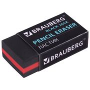 Ластик BRAUBERG «BlackJack», 40х20х11мм, черный, прямоугольный, картонный держатель