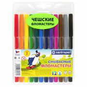 Фломастеры 12 ЦВЕТОВ CENTROPEN «Washable», смываемые, вентилируемый колпачок