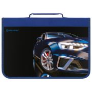 Папка на молнии BRAUBERG А4 с ручкой, с органайзером, 1 отделение, «Super car»