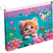Папка на молнии/зиппер А5 deVente «Candy Cat», полупрозрачная, 180мкм