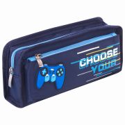 Пенал ЮНЛАНДИЯ, 2 отделения, полиэстер, «Joystick», синий, 21х6х9 см