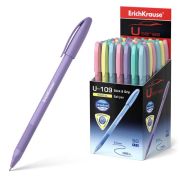 Ручка шариковая Erich Krause «U-109 Pastel Stick&Grip» СИНЯЯ 1мм, игла, грип