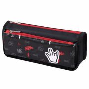 Пенал мягкий ЮНЛАНДИЯ, 2 отделения, полиэстер, «Cool vibes», черный, 21х9х6 см