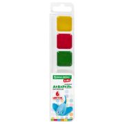 Краски акварельные BRAUBERG KIDS, медовые, 6 цветов, квадратные кюветы, пластиковый пенал