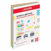 Бумага цветная, А4, 75-80г, deVente 15 цветов, 60л.