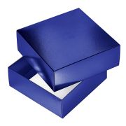 Коробка подарочная картон 18*18*6,5 см, Hatber «METALLIC Синяя», тиснение, е/п