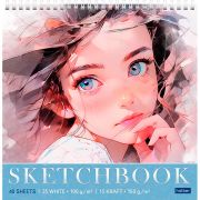Блокнот-SketchBook А4,240*240мм, 40л, Hatber «Нежная», гребень, нелинованный, мягкая обложка , блок-