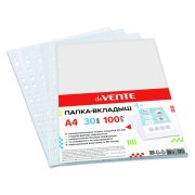 Файл прозр.д/скоросшиват. deVente А4 30мкм гладкий, прозрач. 100 шт.