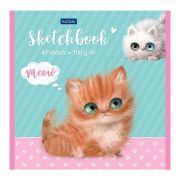 Блокнот-SketchBook 165*165мм, 40л, Hatber «Кошарики», скрепка, нелинованный, мягкая обложка , блок белый офсет 100г/м2, матовая ламинация