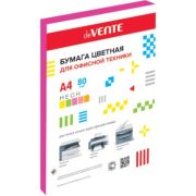 Бумага цветная, А4, 80г, deVente малиновая, неон, 50л.