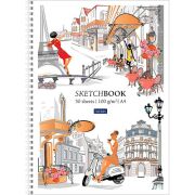Тетрадь-sketchbook А4, 50л, Hatber «Парижские каникулы», гребень, нелинованный, твердая обложка, бло
