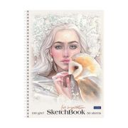 Тетрадь-sketchbook А4, 50л, Hatber «Принцесса в белом», гребень, нелинованный, твердая обложка, блок