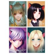 Блокнот А6 40л. на отрывной склейке MESHU «Neko», матовая ламинация, тиснение фольгой