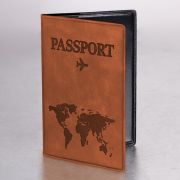 Обложка для паспорта «Passport Map», мягкая экокожа, коричневая, STAFF