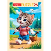 Пазл 26 эл. А4 Hatber «Котик-рыбак», рамка