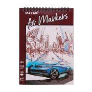 Блокнот-Sketchbook А5, 30л, Mazari, для рисования маркерами, спираль, нелинованный, твердая обложка,