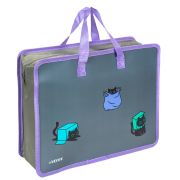 Папка д/тетр. 1отдел.на молнии с ручками А4 deVente «Cats&Boxes», пластик, 400мкм, с текст.расшир. 10см