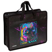 Папка д/тетр. 1отдел.на молнии с ручками А4 deVente «Label. Cyber Cat», пластик, 400мкм, с текст.рас