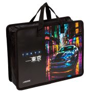 Папка д/тетр. 1отдел.на молнии с ручками А4 deVente «Label. Tokyo Drift», пластик, 400мкм, с текст.р