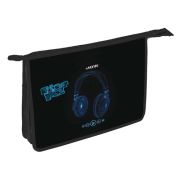 Папка для тетрадей 1 отделение на молнии А4 deVente «Headphones», пластик, 500 мкм, фольга, конгрев.тиснение, с расширением 8см