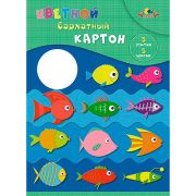 Картон бархатный А4, 5л, 5цв, папка, КТС, «Цветные рыбки»