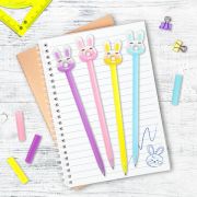 Ручка с топпером шариковая ЮНЛАНДИЯ «Зайка-пончик», корпус ассорти, СИНЯЯ, пишущий узел 0,7 мм