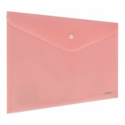 Папка-конверт с кнопкой BRAUBERG «Pastel», А4, матовая непрозрачная, персиковая, ПРОЧНАЯ 0,2 мм
