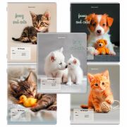 Тетрадь 12 л. BRAUBERG косая линия, обложка картон, CATS AND DOGS